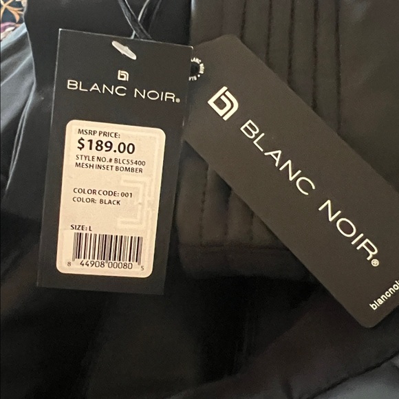 Blanc Noir Black Quilted Moto Faux Vegan Leather Jacket Size Large NWT - Picture 10 of 15